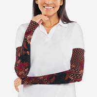 Indonesian Parang Batik Arm Sleeves Red Floral Pattern LT05 - Polynesian Pride