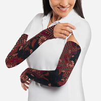 Indonesian Parang Batik Arm Sleeves Red Floral Pattern LT05 - Polynesian Pride