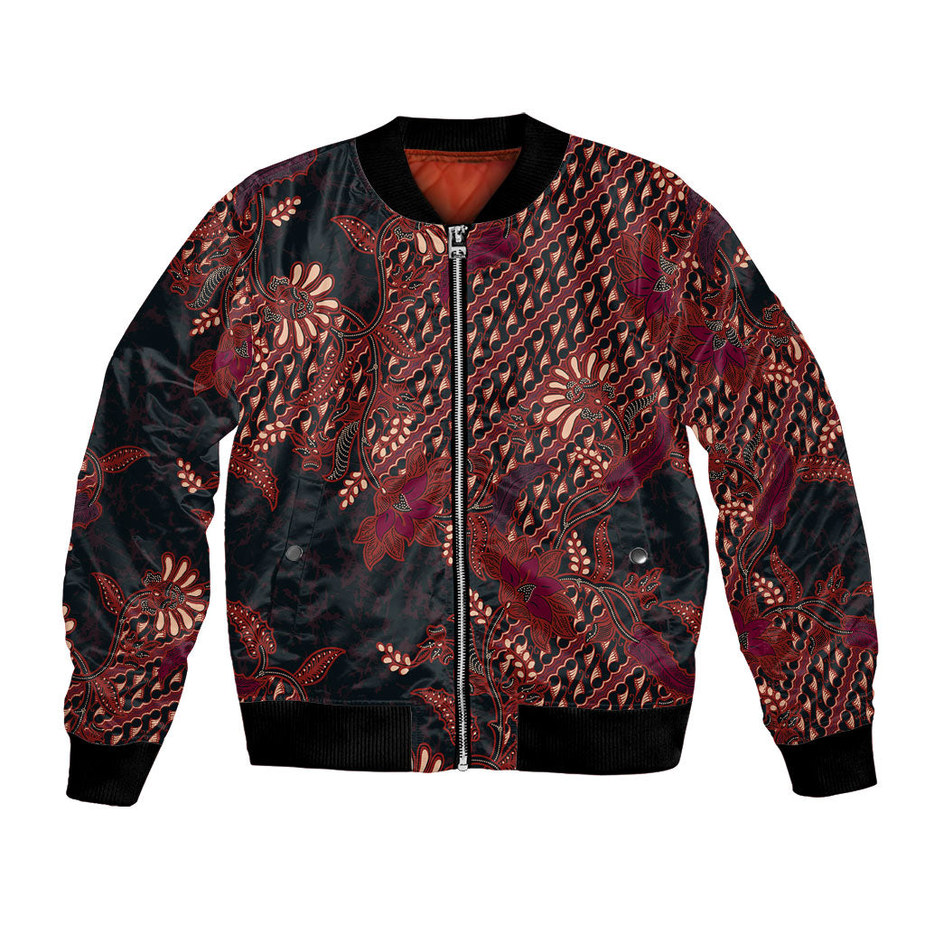 Indonesian Parang Batik Bomber Jacket Red Floral Pattern LT05 Unisex Red - Polynesian Pride