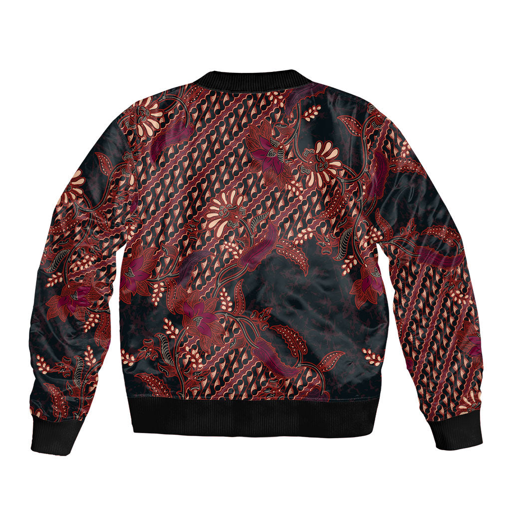 Indonesian Parang Batik Bomber Jacket Red Floral Pattern LT05 - Polynesian Pride