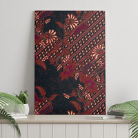 Indonesian Parang Batik Canvas Wall Art Red Floral Pattern LT05 - Polynesian Pride