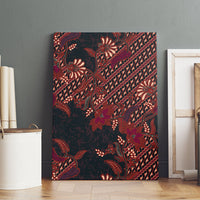 Indonesian Parang Batik Canvas Wall Art Red Floral Pattern LT05 - Polynesian Pride