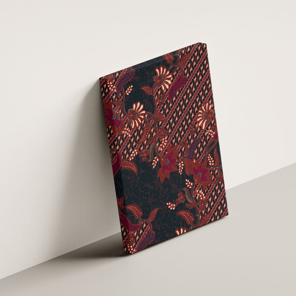 Indonesian Parang Batik Canvas Wall Art Red Floral Pattern LT05 - Polynesian Pride
