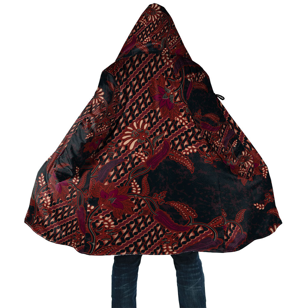 Indonesian Parang Batik Cloak Red Floral Pattern LT05 Unisex Red - Polynesian Pride