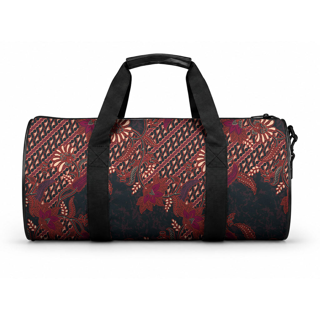 Indonesian Parang Batik Duffle Bag Red Floral Pattern LT05 One size Red - Polynesian Pride
