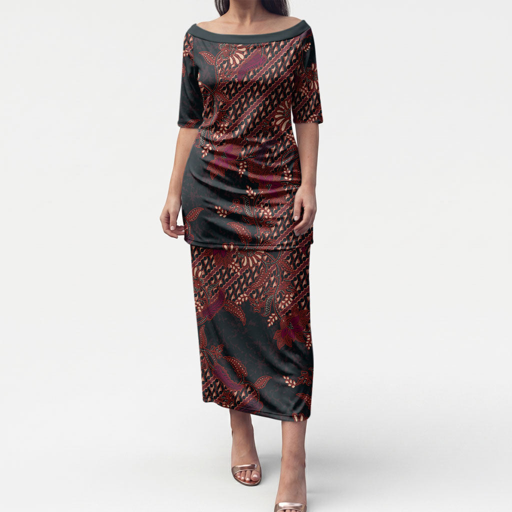 Indonesian Parang Batik Puletasi Red Floral Pattern LT05 Long Dress Red - Polynesian Pride