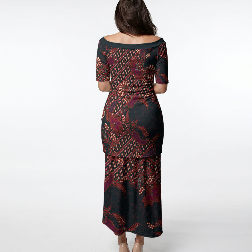 Indonesian Parang Batik Puletasi Red Floral Pattern LT05 - Polynesian Pride