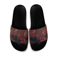 Indonesian Parang Batik Slide Sandals Red Floral Pattern LT05 Red - Polynesian Pride