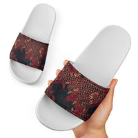 Indonesian Parang Batik Slide Sandals Red Floral Pattern LT05 - Polynesian Pride