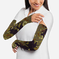 Indonesian Parang Batik Arm Sleeves Yellow Floral Pattern