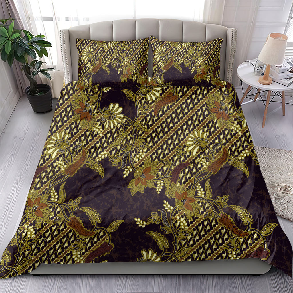 Indonesian Parang Batik Bedding Set Yellow Floral Pattern LT05 - Polynesian Pride