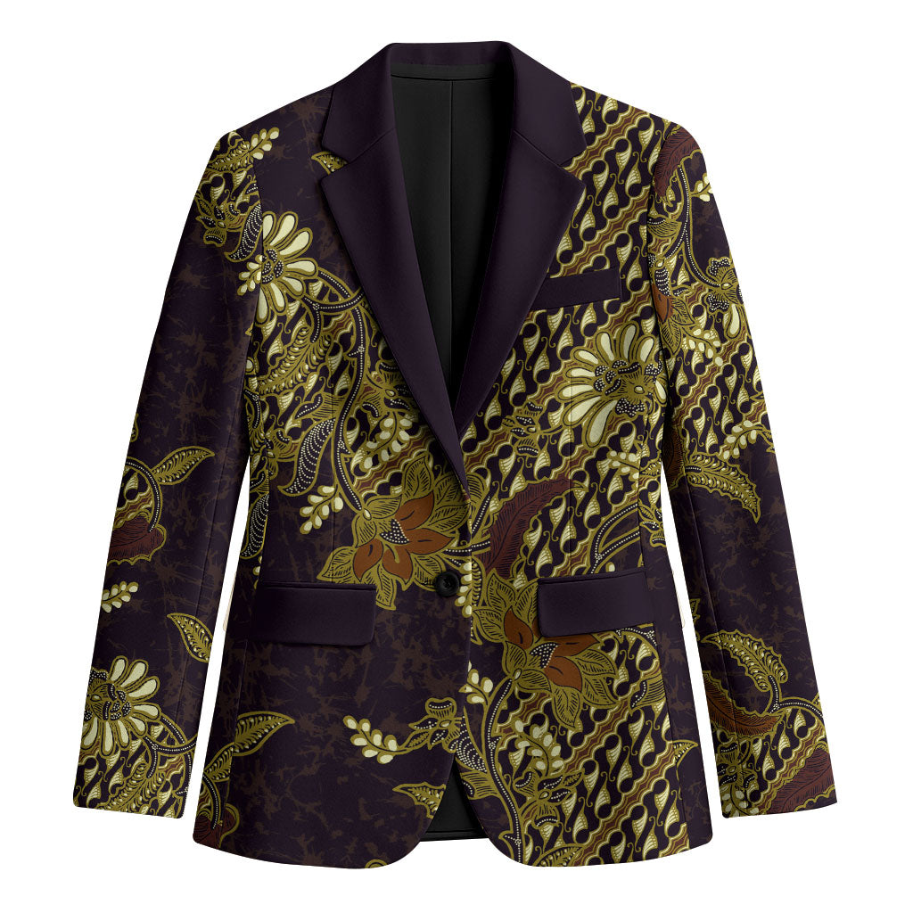 Indonesian Parang Batik Blazer Yellow Floral Pattern LT05 Unisex Yellow - Polynesian Pride