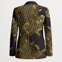 Indonesian Parang Batik Blazer Yellow Floral Pattern LT05 - Polynesian Pride