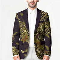 Indonesian Parang Batik Blazer Yellow Floral Pattern LT05 - Polynesian Pride