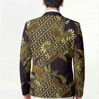 Indonesian Parang Batik Blazer Yellow Floral Pattern LT05 - Polynesian Pride