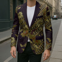 Indonesian Parang Batik Blazer Yellow Floral Pattern LT05 - Polynesian Pride