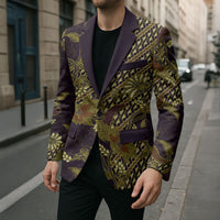 Indonesian Parang Batik Blazer Yellow Floral Pattern LT05 - Polynesian Pride