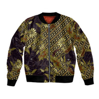 Indonesian Parang Batik Bomber Jacket Yellow Floral Pattern LT05 Unisex Yellow - Polynesian Pride
