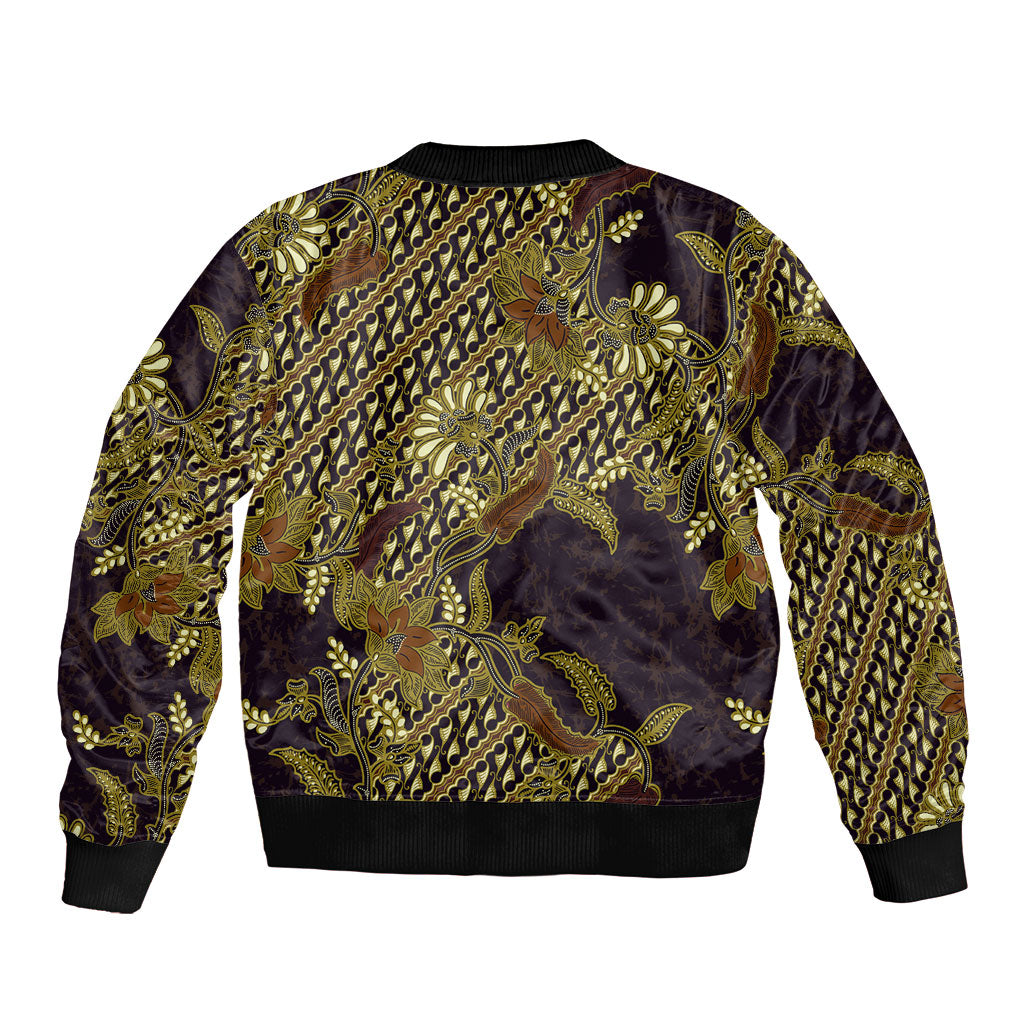 Indonesian Parang Batik Bomber Jacket Yellow Floral Pattern LT05 - Polynesian Pride