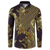 Indonesian Parang Batik Button Sweatshirt Yellow Floral Pattern LT05 Yellow - Polynesian Pride