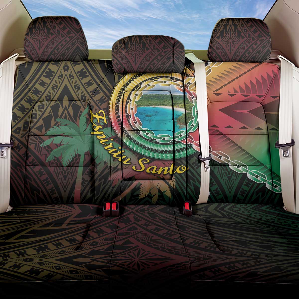 Vanuatu Espiritu Santo Island Back Car Seat Cover Beach Landscape LT05 One Size Black - Polynesian Pride