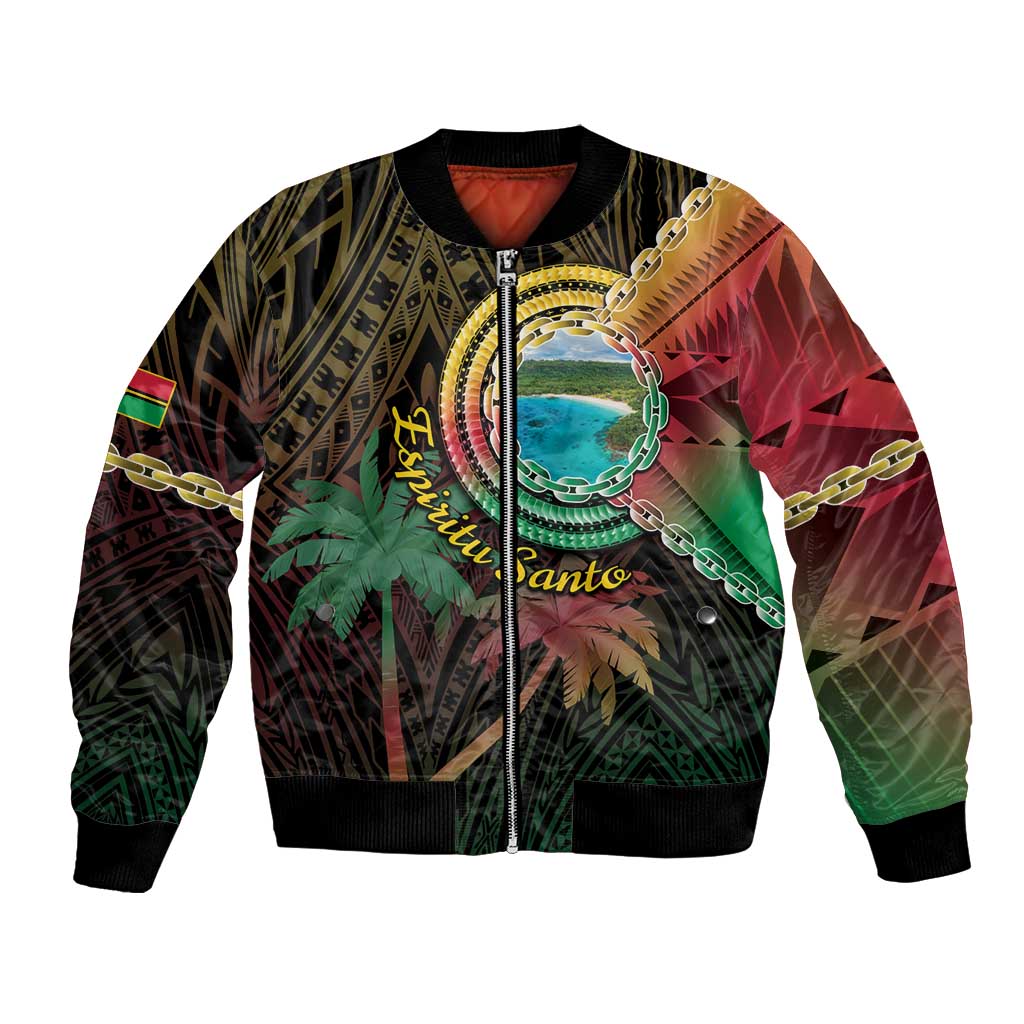 Vanuatu Espiritu Santo Island Bomber Jacket Beach Landscape LT05 Unisex Black - Polynesian Pride