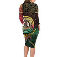 Vanuatu Espiritu Santo Island Long Sleeve Bodycon Dress Beach Landscape LT05 - Polynesian Pride