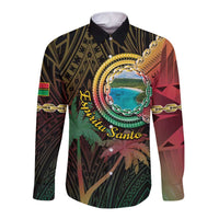Vanuatu Espiritu Santo Island Long Sleeve Button Shirt Beach Landscape LT05 Unisex Black - Polynesian Pride