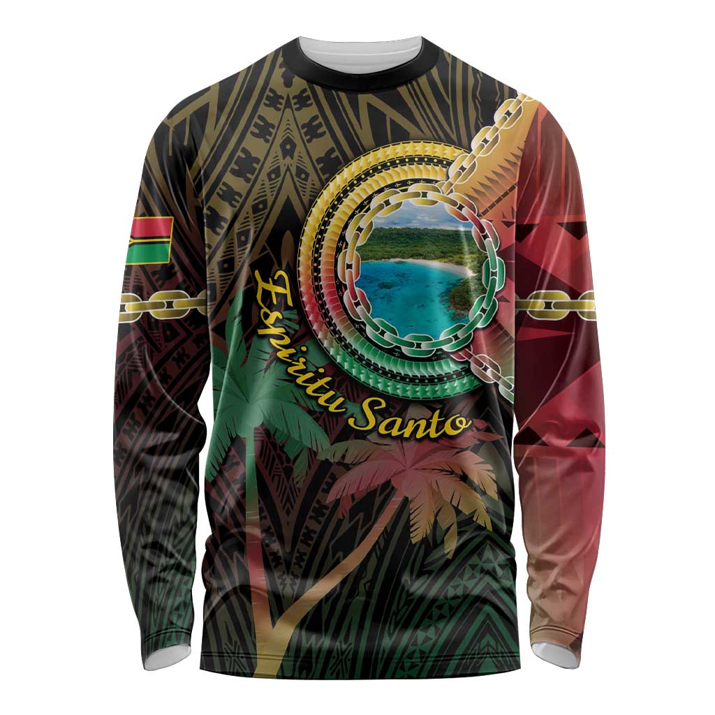 Vanuatu Espiritu Santo Island Long Sleeve Shirt Beach Landscape LT05 Unisex Black - Polynesian Pride