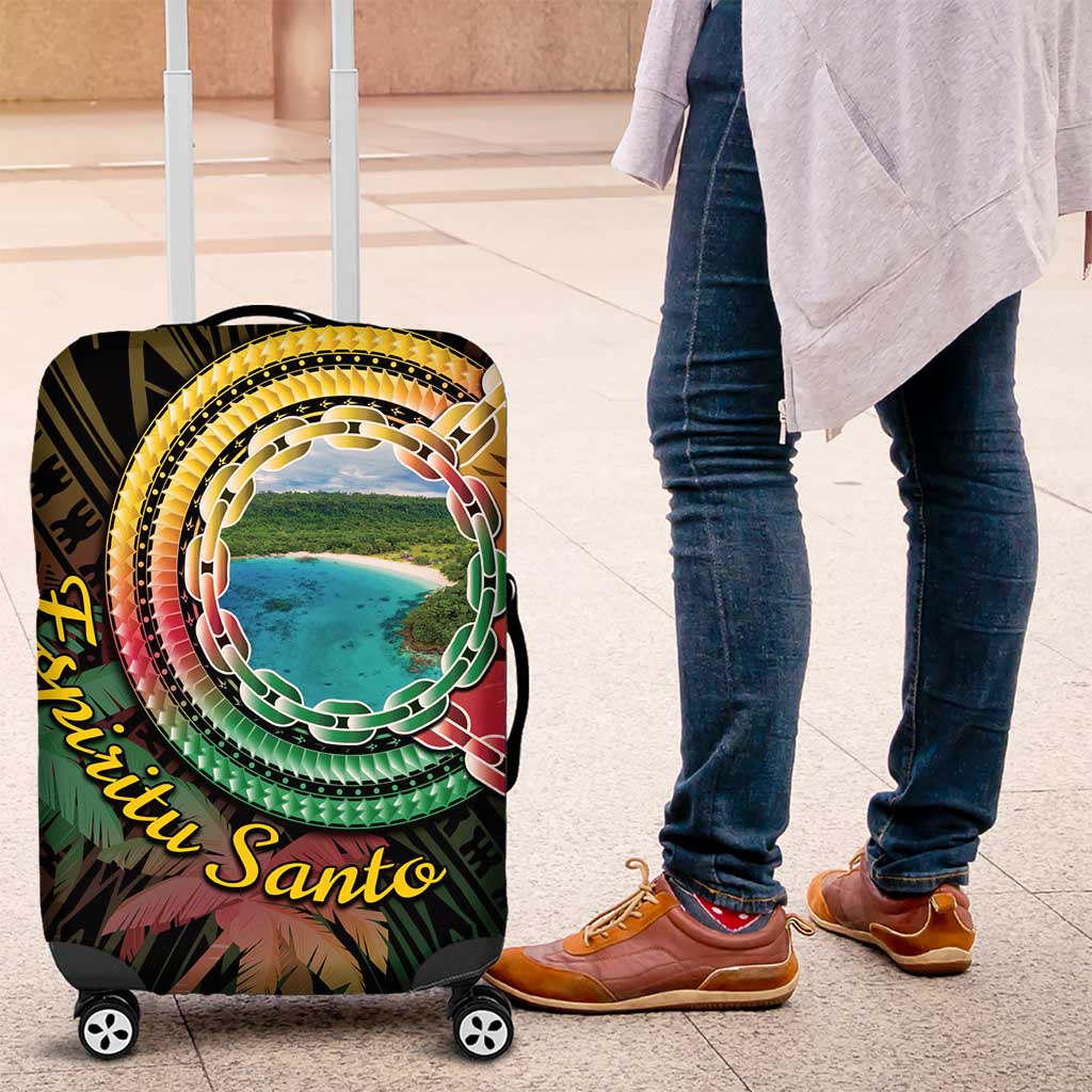 Vanuatu Espiritu Santo Island Luggage Cover Beach Landscape LT05 Black - Polynesian Pride