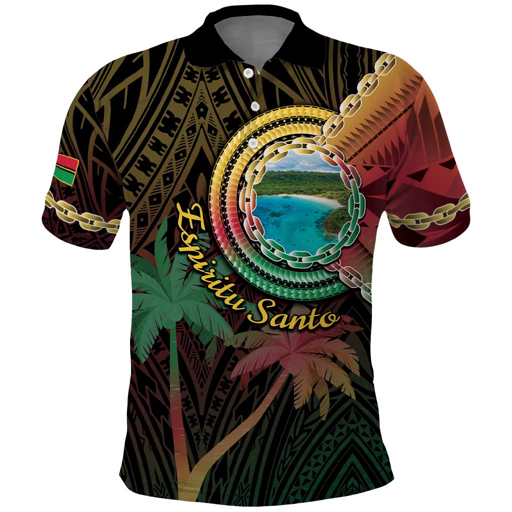 Vanuatu Espiritu Santo Island Polo Shirt Beach Landscape LT05 Black - Polynesian Pride