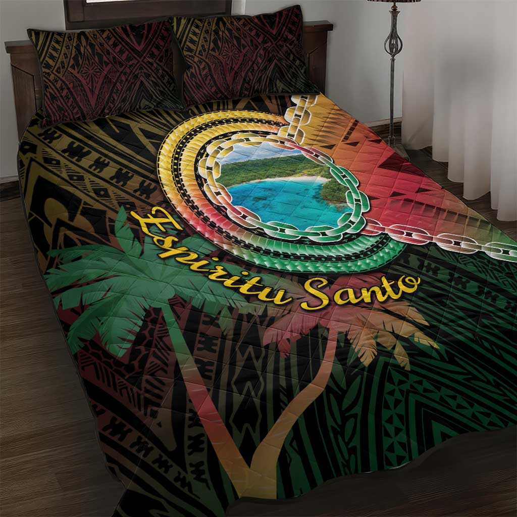 Vanuatu Espiritu Santo Island Quilt Bed Set Beach Landscape LT05 Black - Polynesian Pride