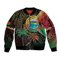 Vanuatu Espiritu Santo Island Sleeve Zip Bomber Jacket Beach Landscape LT05 Unisex Black - Polynesian Pride
