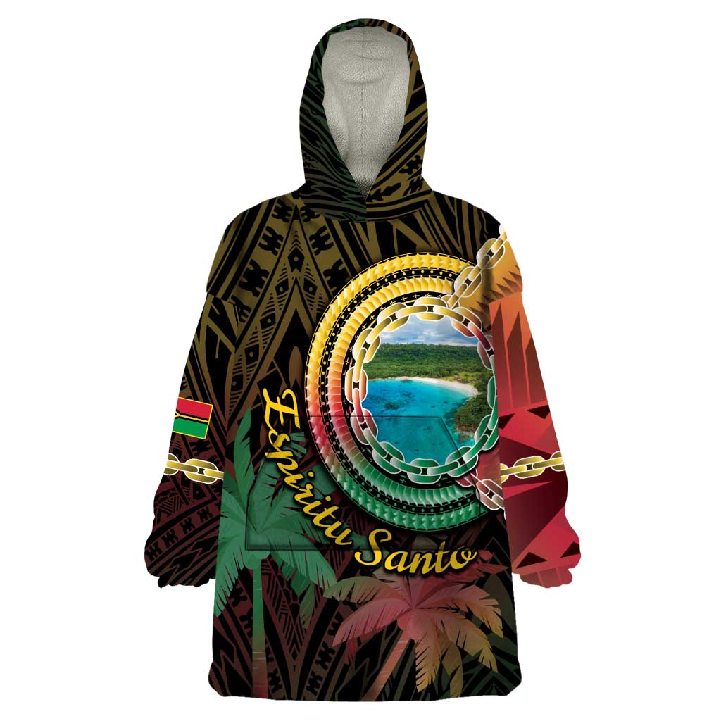 Vanuatu Espiritu Santo Island Wearable Blanket Hoodie Beach Landscape LT05 One Size Black - Polynesian Pride