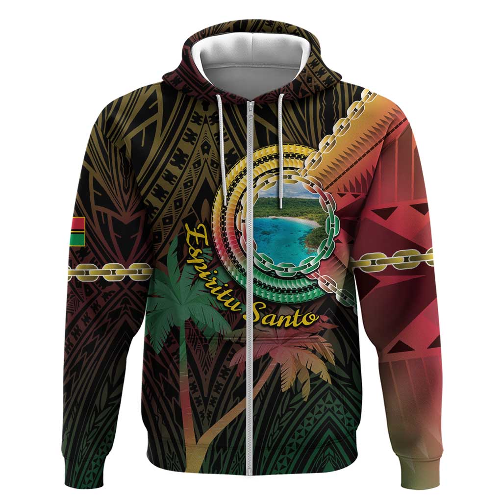 Vanuatu Espiritu Santo Island Zip Hoodie Beach Landscape LT05 Zip Hoodie Black - Polynesian Pride