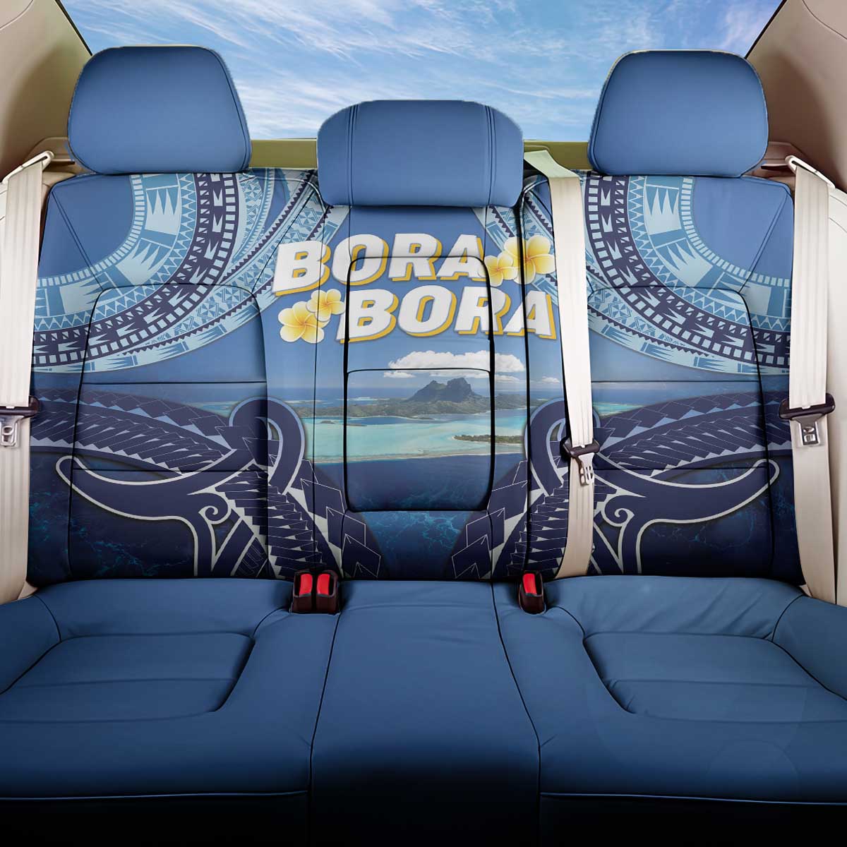 French Polynesia Bora Bora Back Car Seat Cover Beach Landscape Polynesian Style LT05 One Size Blue - Polynesian Pride