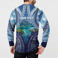 Personalised French Polynesia Bora Bora Button Sweatshirt Beach Landscape Polynesian Style LT05 - Polynesian Pride