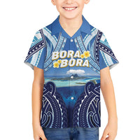 Personalised French Polynesia Bora Bora Kid Hawaiian Shirt Beach Landscape Polynesian Style LT05 Kid Blue - Polynesian Pride