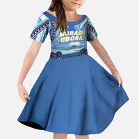 Personalised French Polynesia Bora Bora Kid Short Sleeve Dress Beach Landscape Polynesian Style LT05 KID Blue - Polynesian Pride