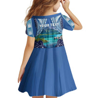Personalised French Polynesia Bora Bora Kid Short Sleeve Dress Beach Landscape Polynesian Style LT05 - Polynesian Pride