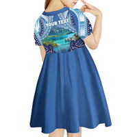 Personalised French Polynesia Bora Bora Kid Short Sleeve Dress Beach Landscape Polynesian Style LT05 - Polynesian Pride