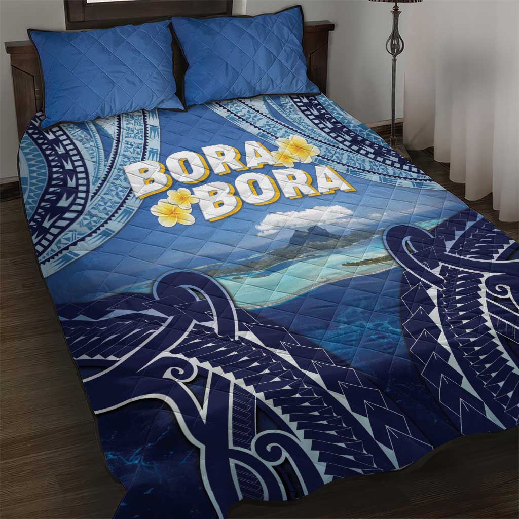 French Polynesia Bora Bora Quilt Bed Set Beach Landscape Polynesian Style LT05 Blue - Polynesian Pride