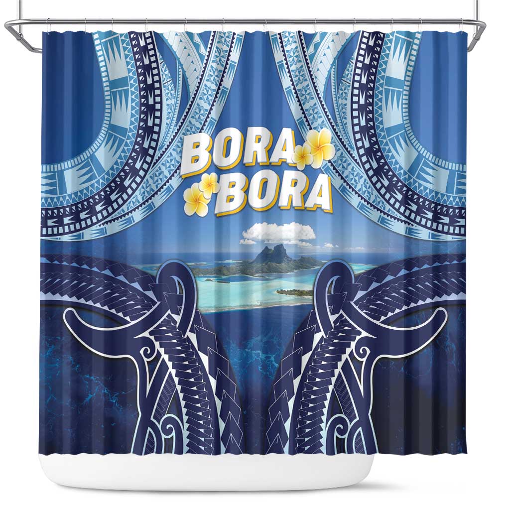 French Polynesia Bora Bora Shower Curtain Beach Landscape Polynesian Style LT05 Blue - Polynesian Pride