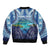 Personalised French Polynesia Bora Bora Sleeve Zip Bomber Jacket Beach Landscape Polynesian Style