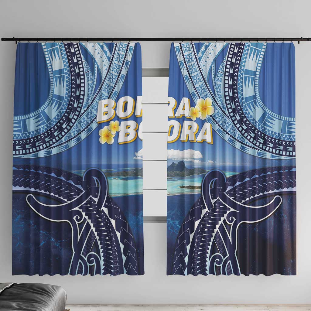 French Polynesia Bora Bora Window Curtain Beach Landscape Polynesian Style LT05 With Hooks Blue - Polynesian Pride