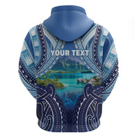 Personalised French Polynesia Bora Bora Zip Hoodie Beach Landscape Polynesian Style LT05 - Polynesian Pride