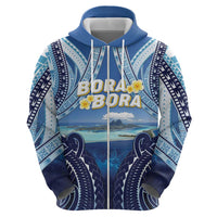 Personalised French Polynesia Bora Bora Zip Hoodie Beach Landscape Polynesian Style LT05 - Polynesian Pride