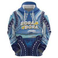 Personalised French Polynesia Bora Bora Zip Hoodie Beach Landscape Polynesian Style LT05 - Polynesian Pride