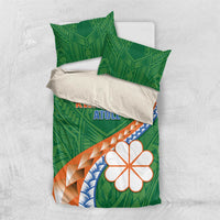 Marshall Islands Kwajalein Atoll Bedding Set Polynesian Tribal Tattoo LT05 US Twin 172cm x 218cm Green - Polynesian Pride