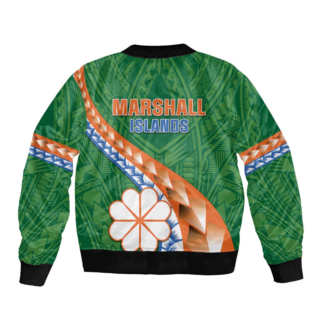 Personalised Marshall Islands Kwajalein Atoll Bomber Jacket Polynesian Tribal Tattoo LT05 - Polynesian Pride